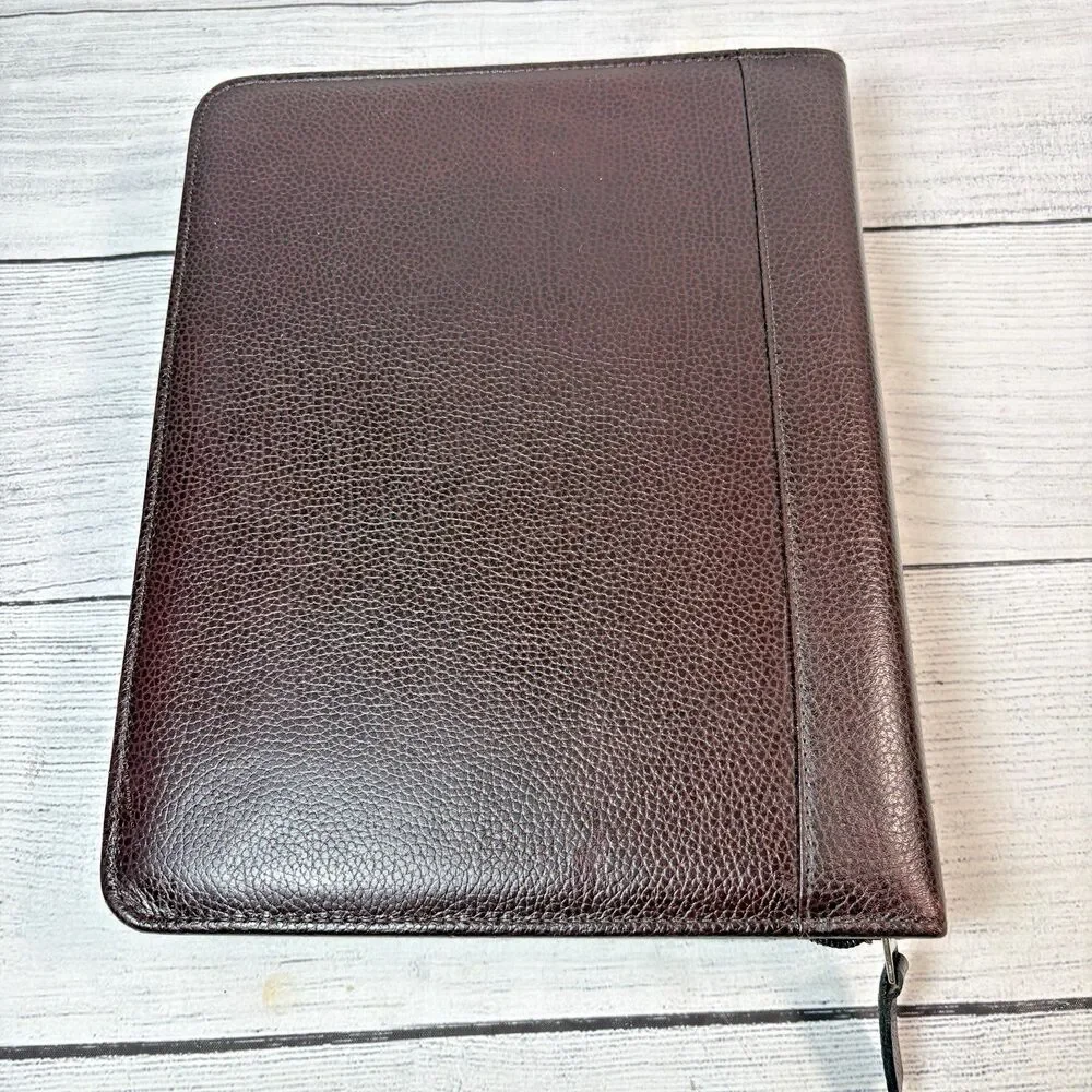 Vintage Franklin Covey Quest Brown Top Grain Leather 7 Ring Zip Planner USA
